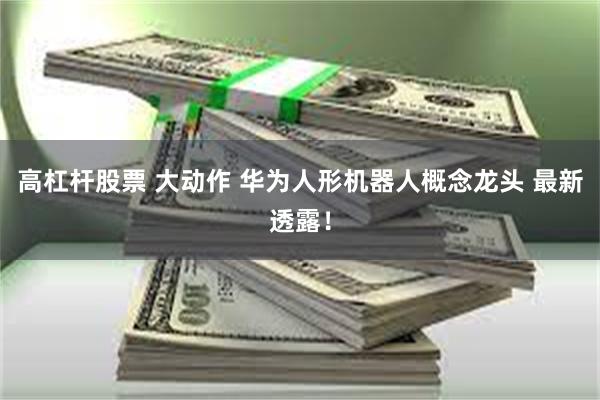 高杠杆股票 大动作 华为人形机器人概念龙头 最新透露！